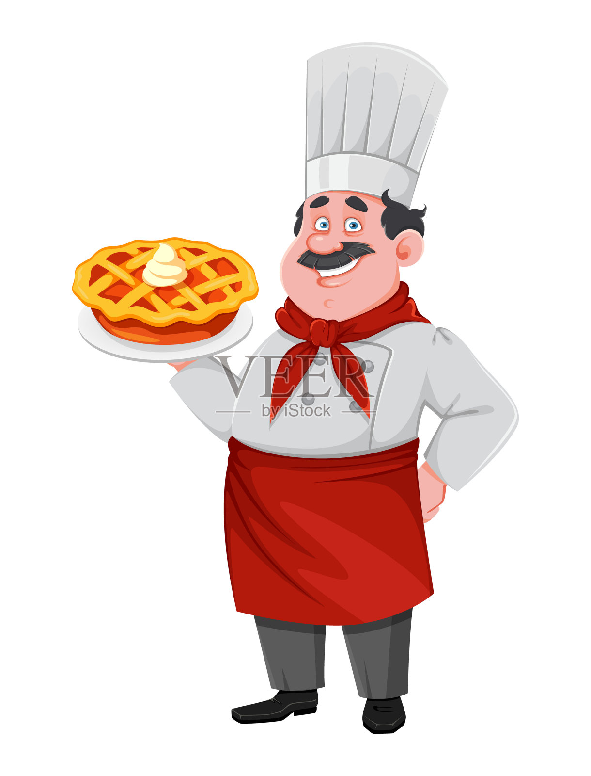 英俊的厨师卡通人物。快乐的做饭插画图片素材