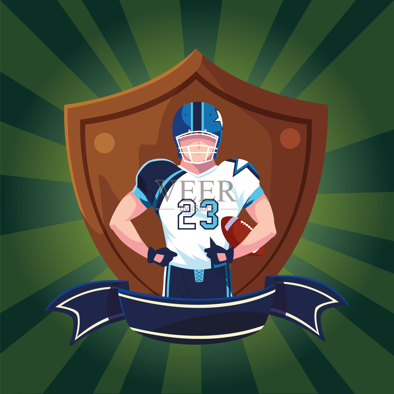 带盾牌的美式足球运动员设计元素图片