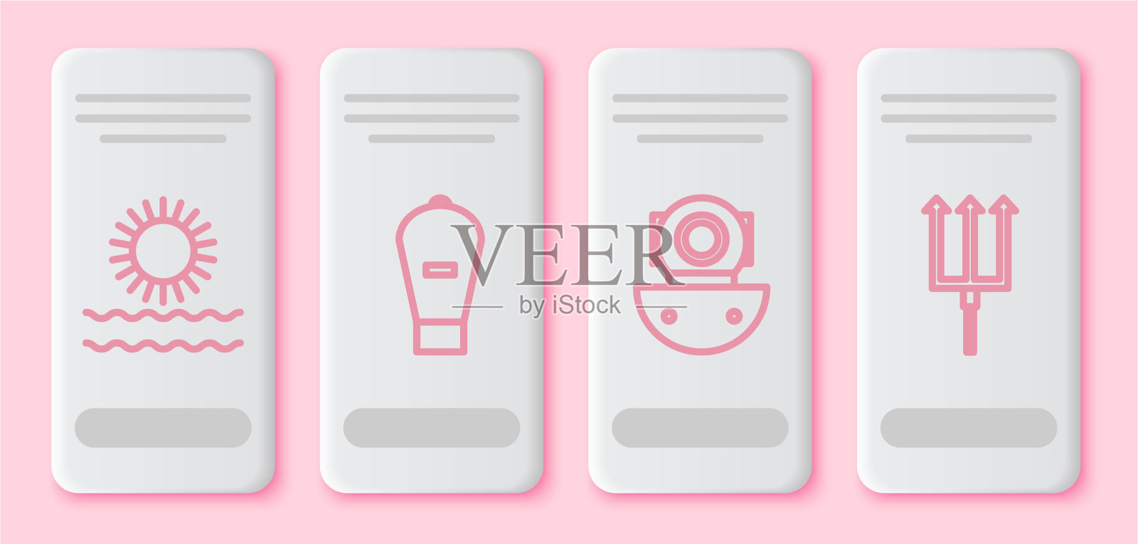 集行阳光和波浪提袋水浮和图标素材