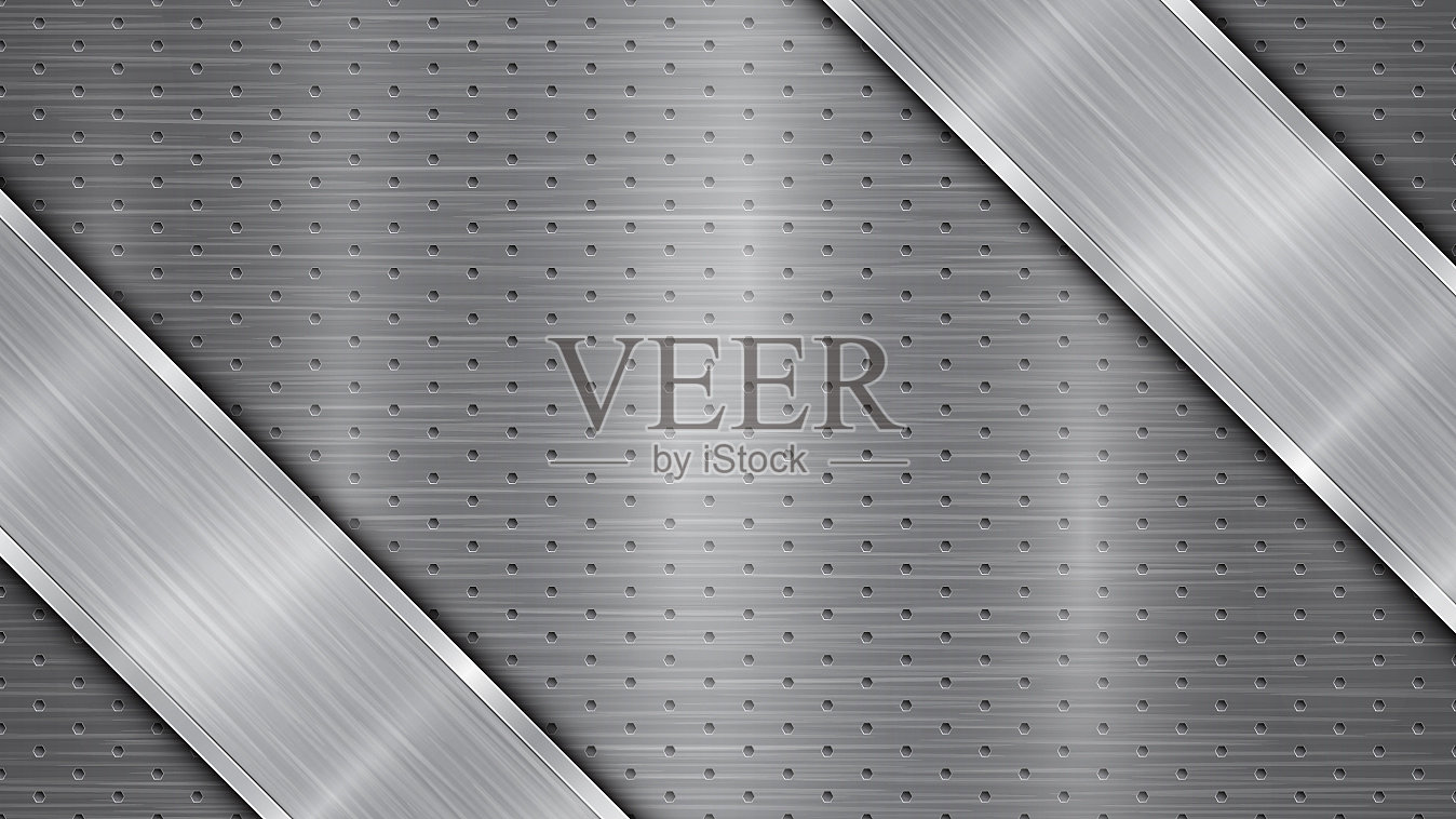 金属背景与孔和抛光板插画图片素材