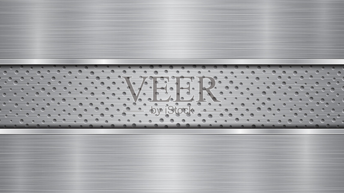 金属背景有孔和两个抛光插画图片素材