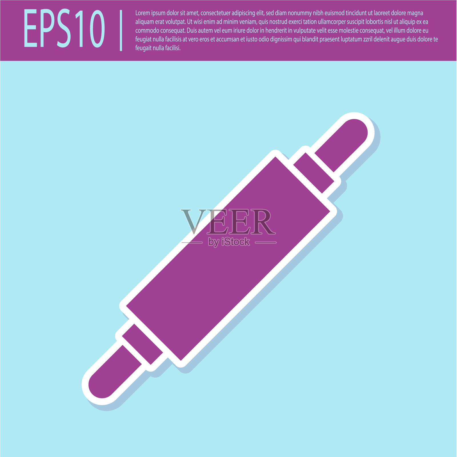 复古紫色滚动销图标隔离插画图片素材