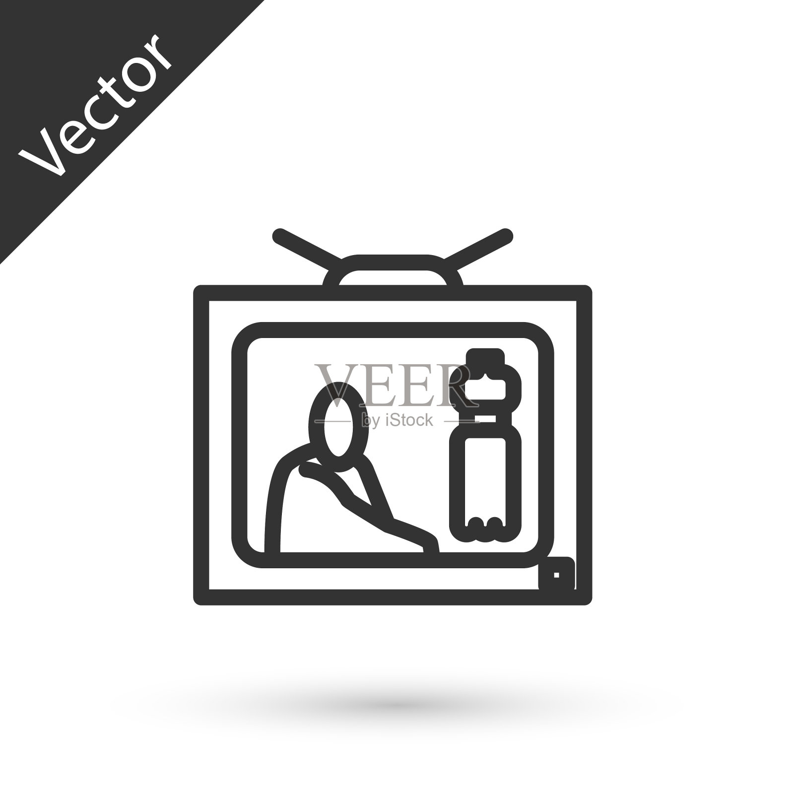 灰色线停止塑料污染图标隔离上插画图片素材