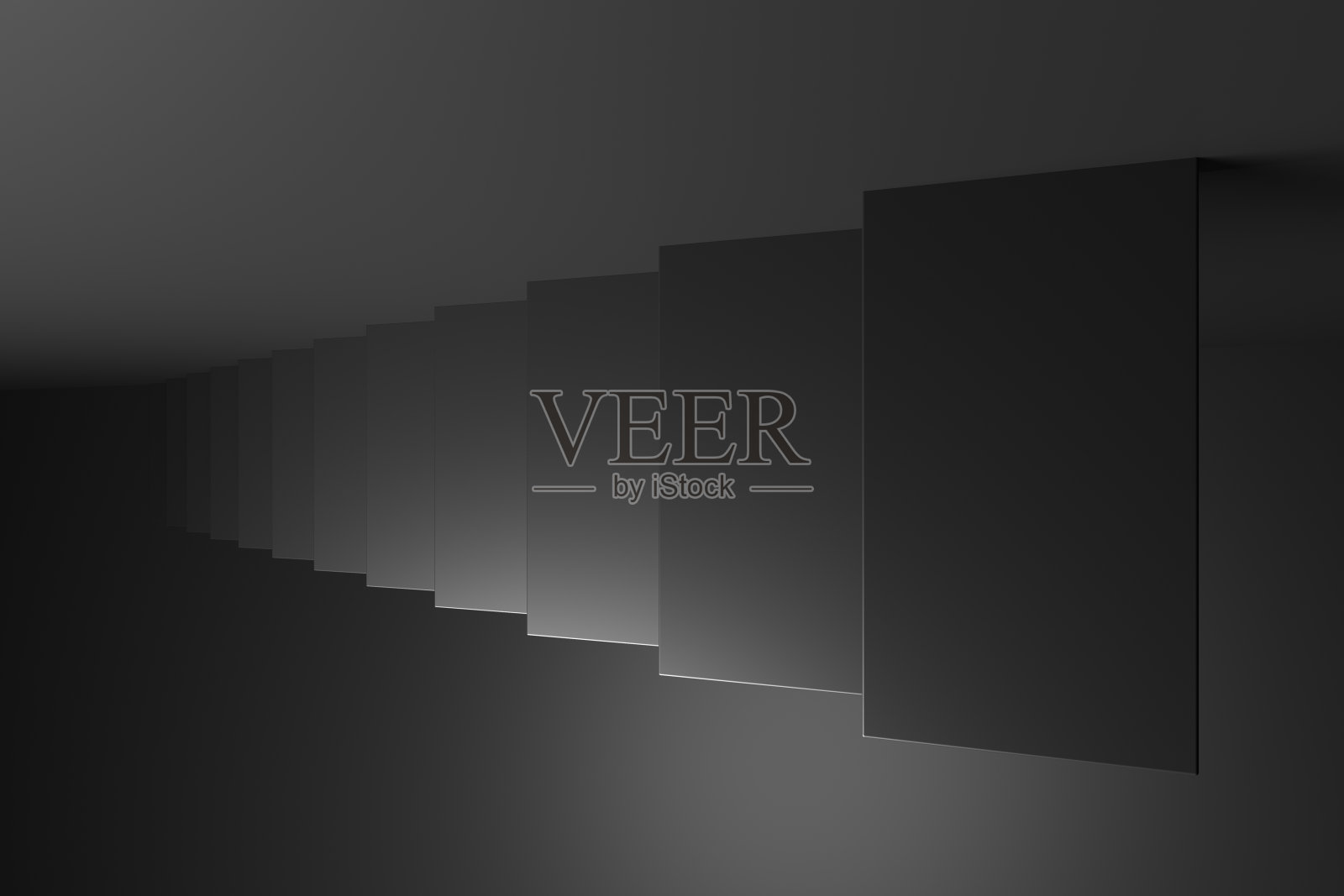 黑色的楼梯在黑色的房间，俯视图，3D抽象插图照片摄影图片