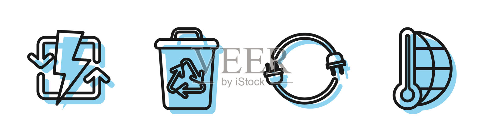 设线路电插头充电回收箱插画图片素材