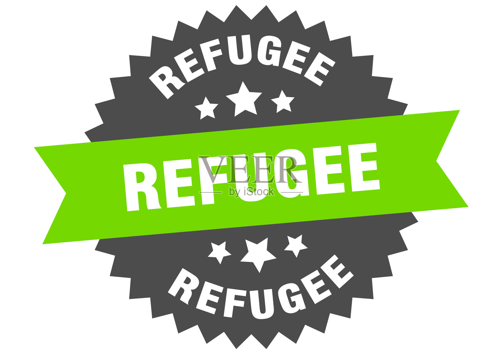 难民签难民环带标签一轮插画图片素材