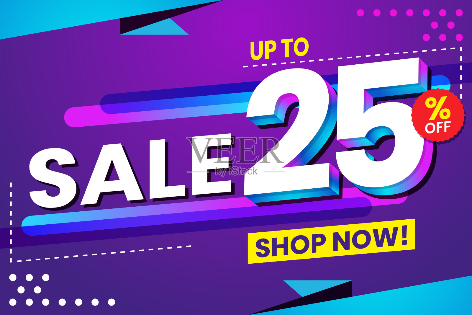 抽象彩色销售25%横幅背景设计元素图片