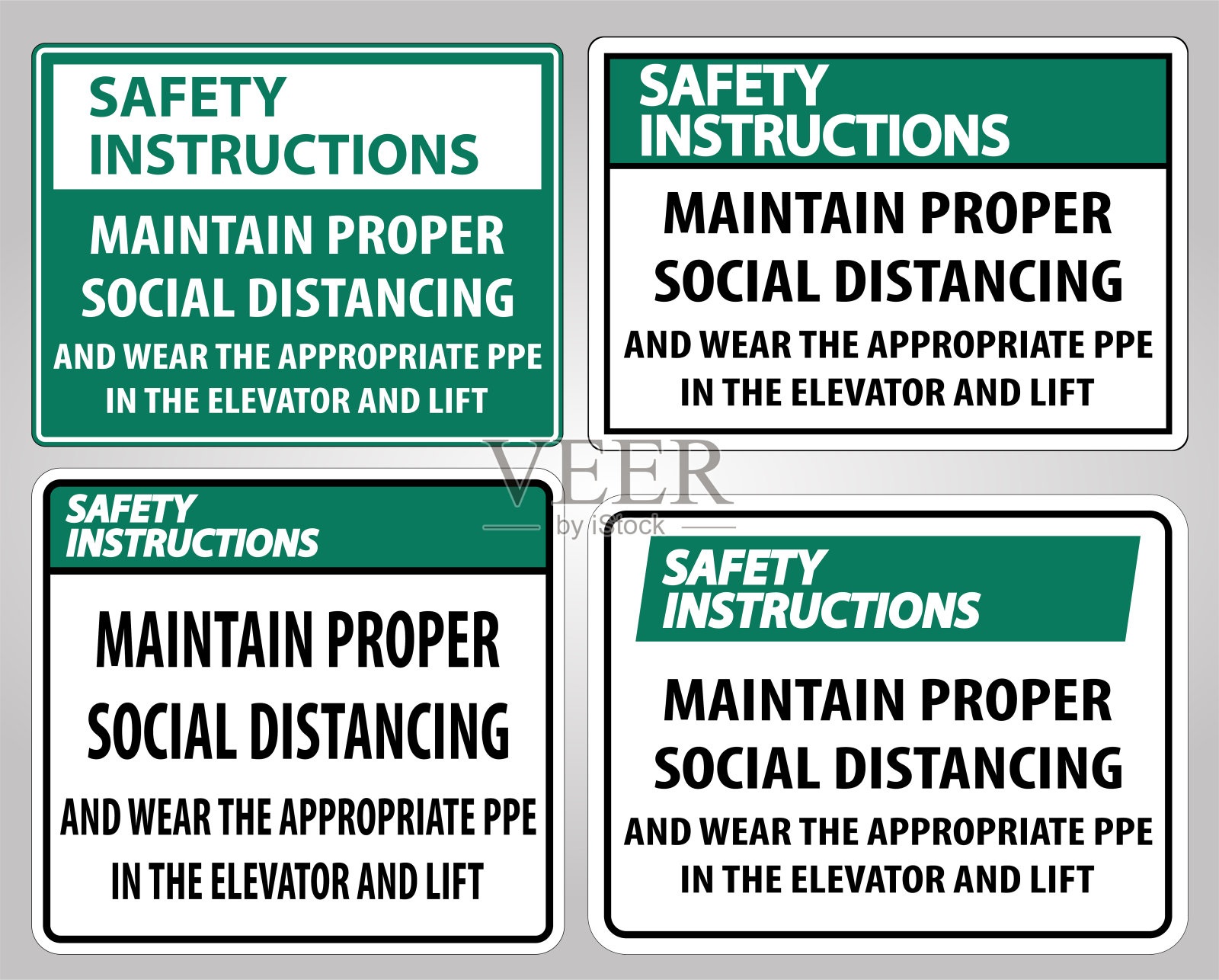 安全说明保持适当的社会距离标志隔离在白色背景，向量插图EPS.10插画图片素材