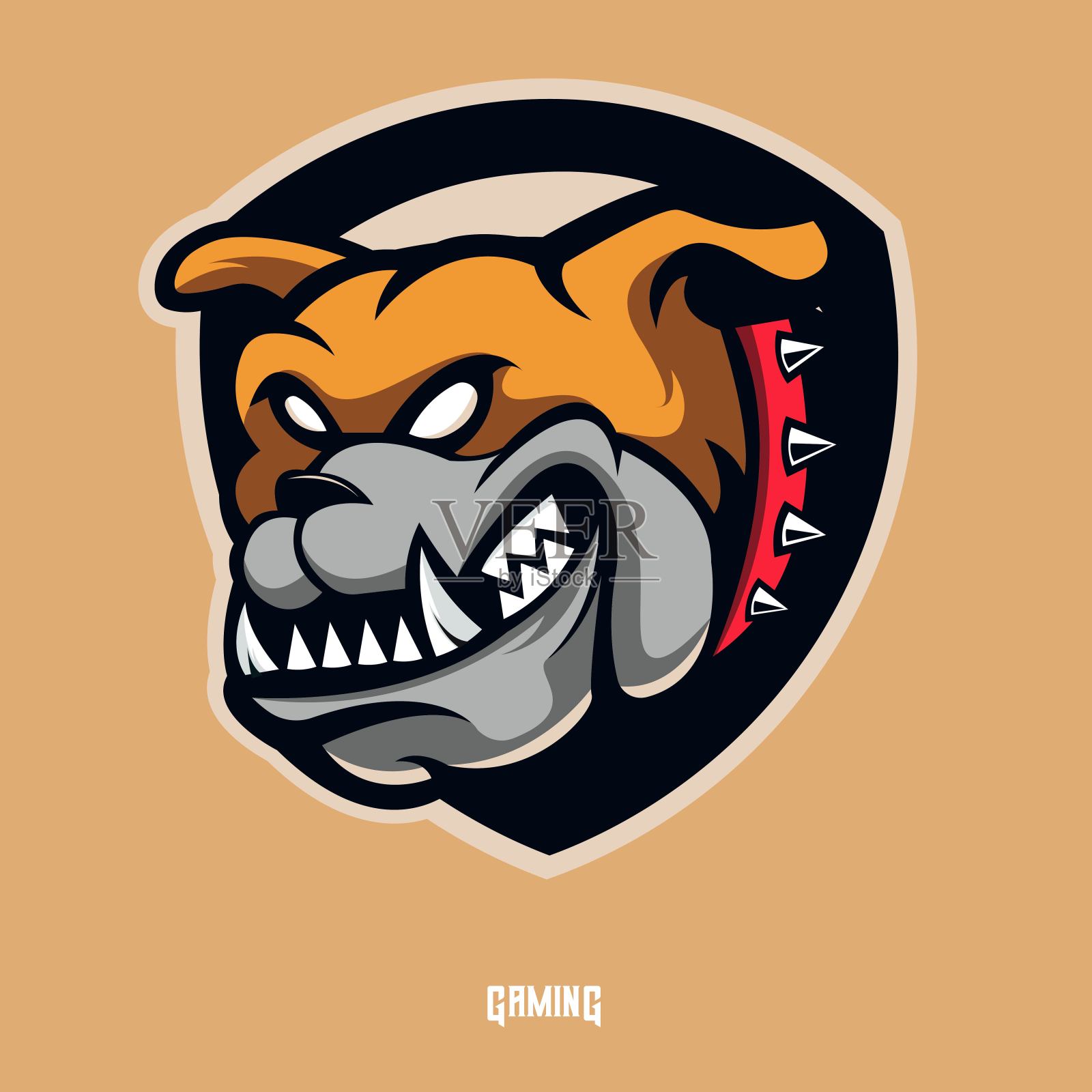 愤怒的牛头犬吉祥物头设计元素图片