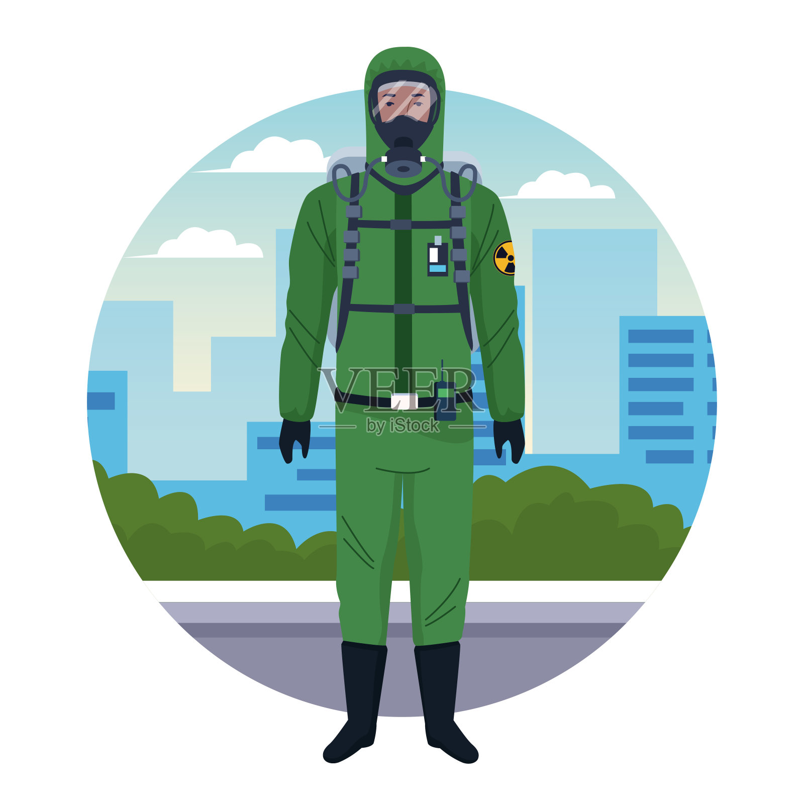 工人使用绿色保护病毒适合性格插画图片素材