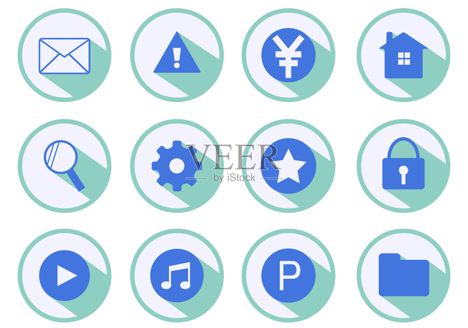 一组圆形图标的网络系统图标素材