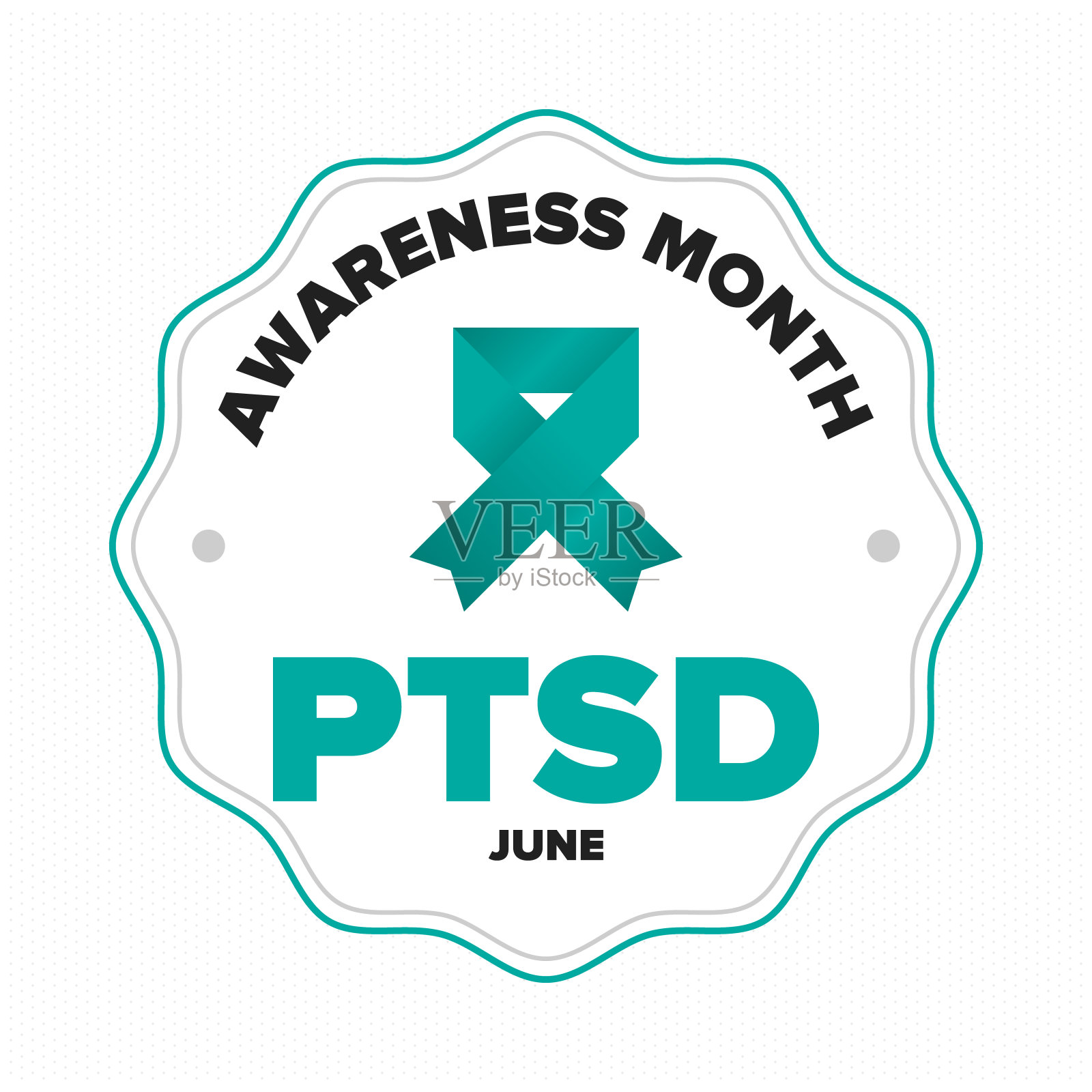 6月的PTSD宣传月。创伤后应激障碍。每年在美国庆祝。医疗保健和意识设计。海报、卡片、横幅和背景。矢量图插画图片素材