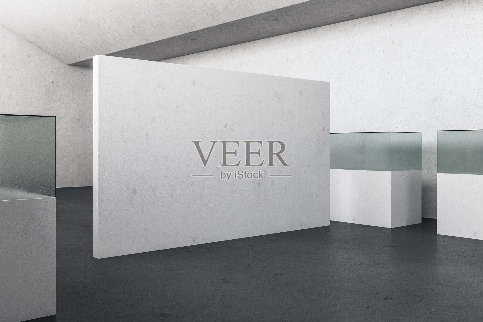 展览室内复制空间墙和水族馆。照片摄影图片