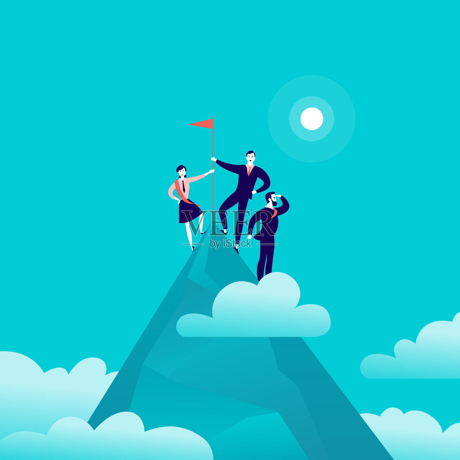 平与商立山插画图片素材