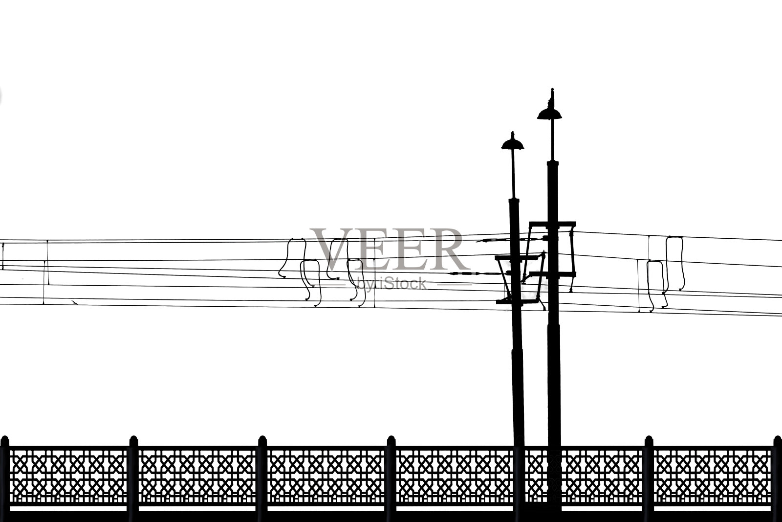 白色背景上的电线。照片摄影图片