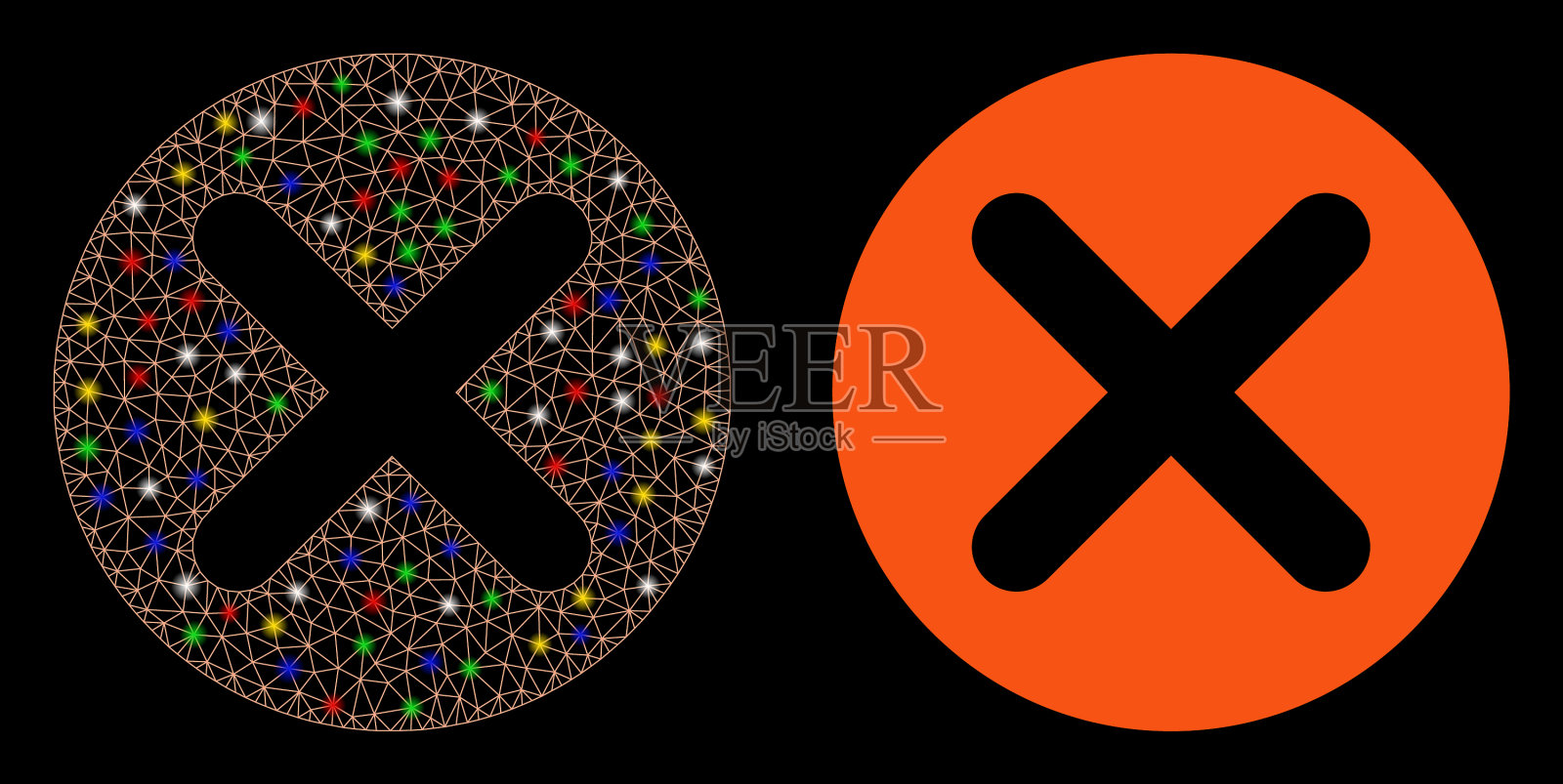 闪光网线框取消带有闪光点的图标插画图片素材