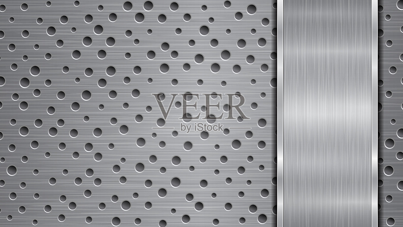 金属背景与孔和抛光板插画图片素材