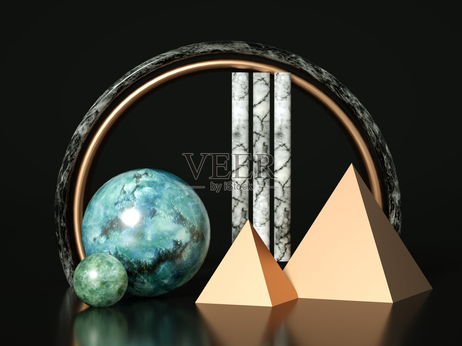 美丽，典雅，抽象的背景与金属和石材，大理石和花岗岩的纹理。3d渲染，3d渲染。照片摄影图片