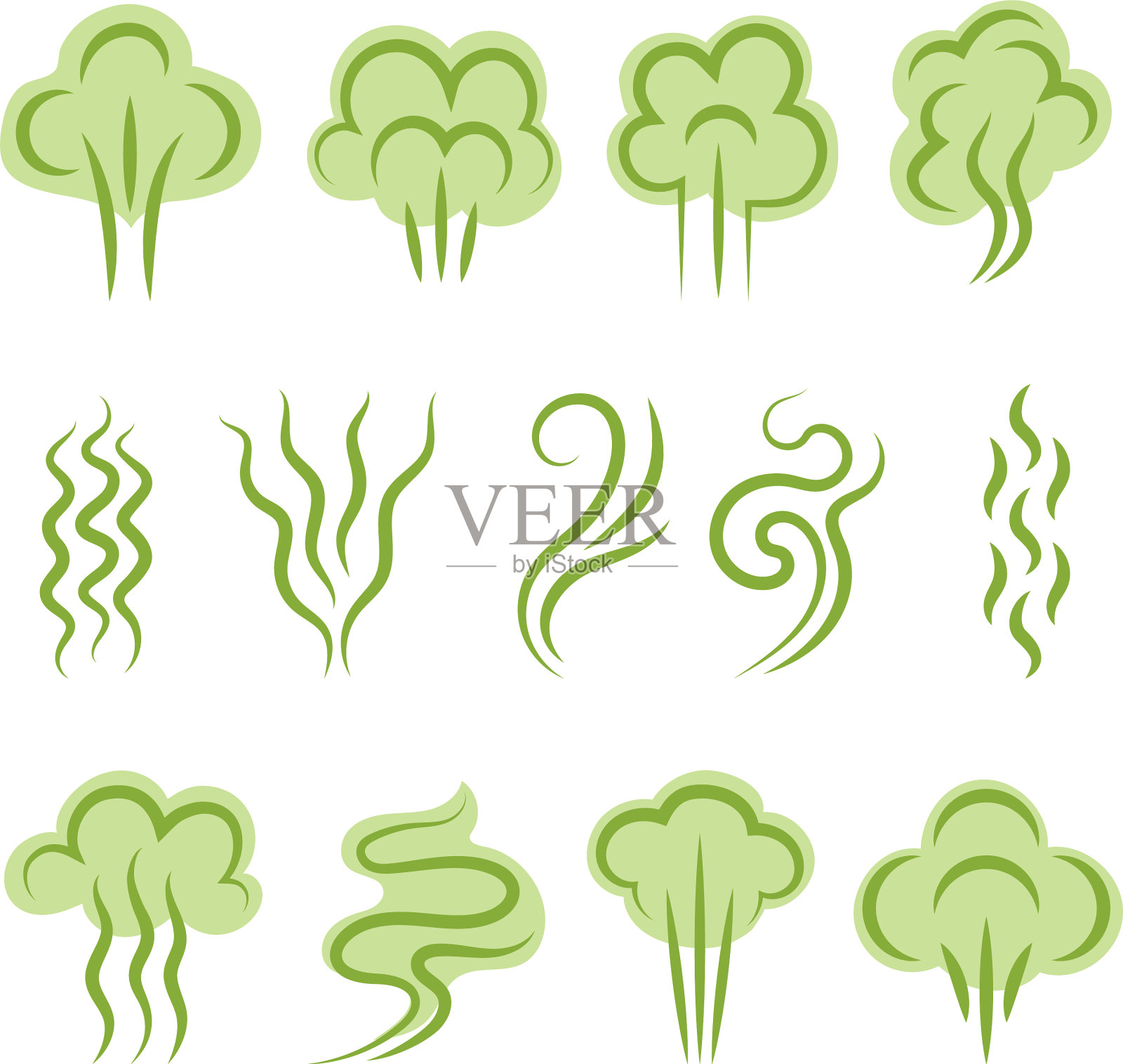 气味符号，香味，蒸汽线，云蒸汽插画图片素材