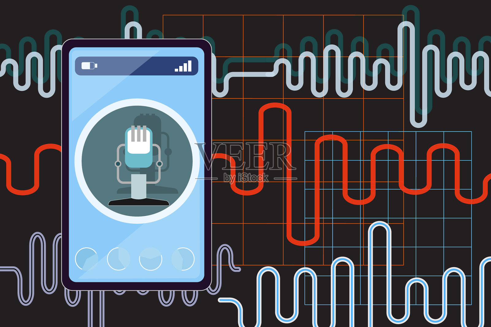 语音识别或个人辅助概念插画图片素材