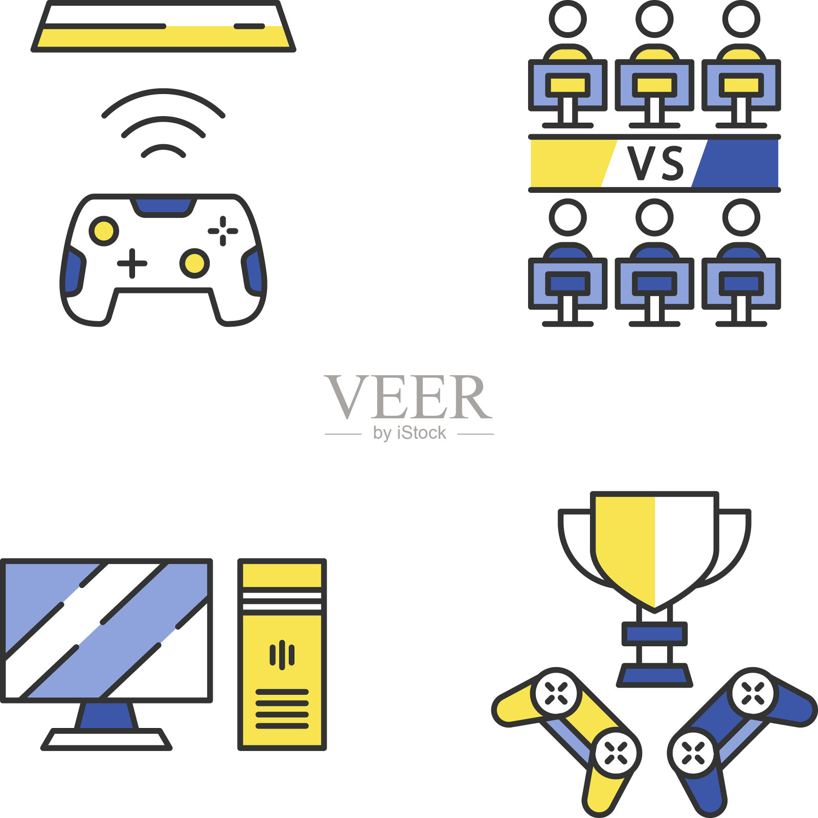 电子竞技颜色图标集图标素材