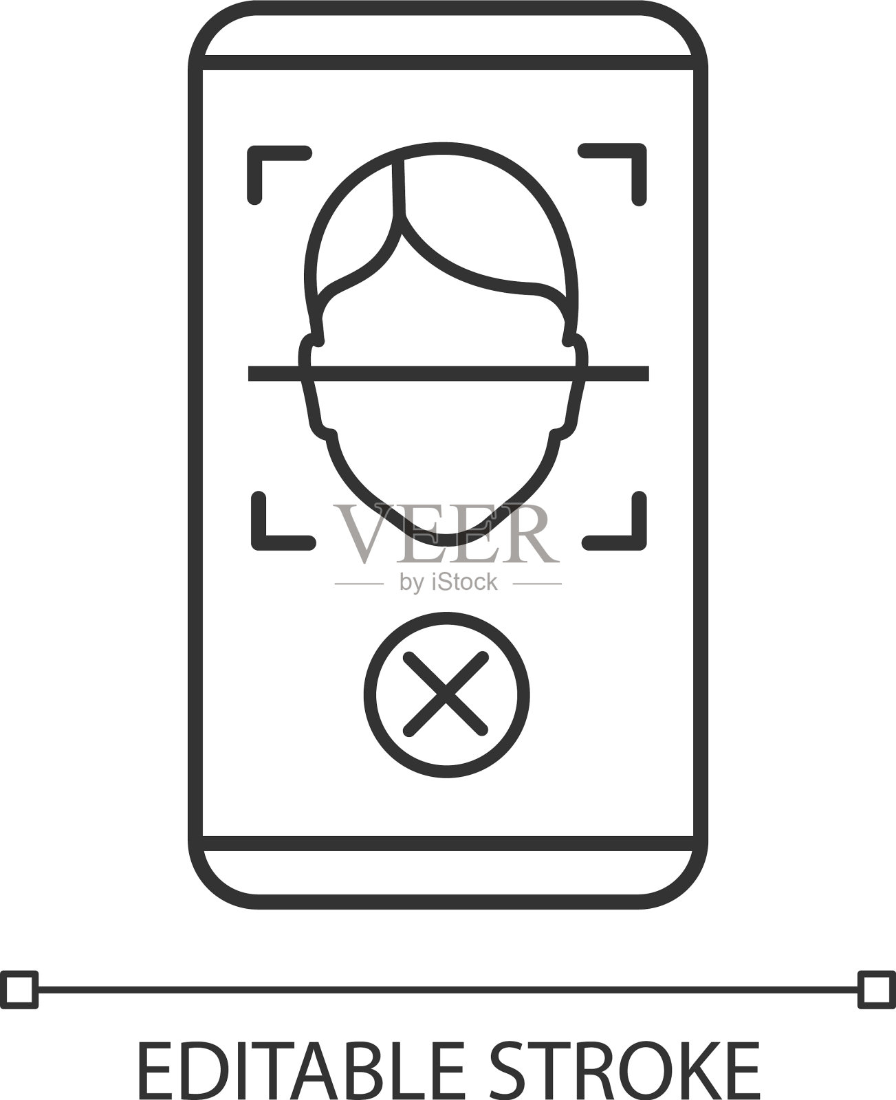 面部扫描拒绝线性图标插画图片素材