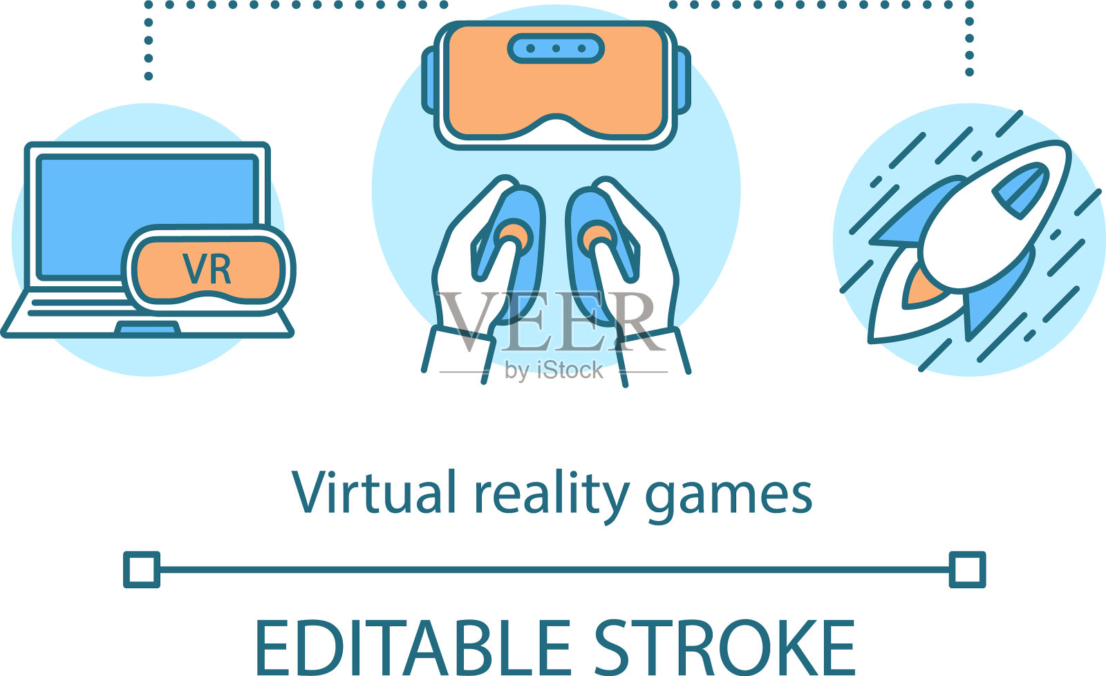 虚拟现实游戏概念图标插画图片素材