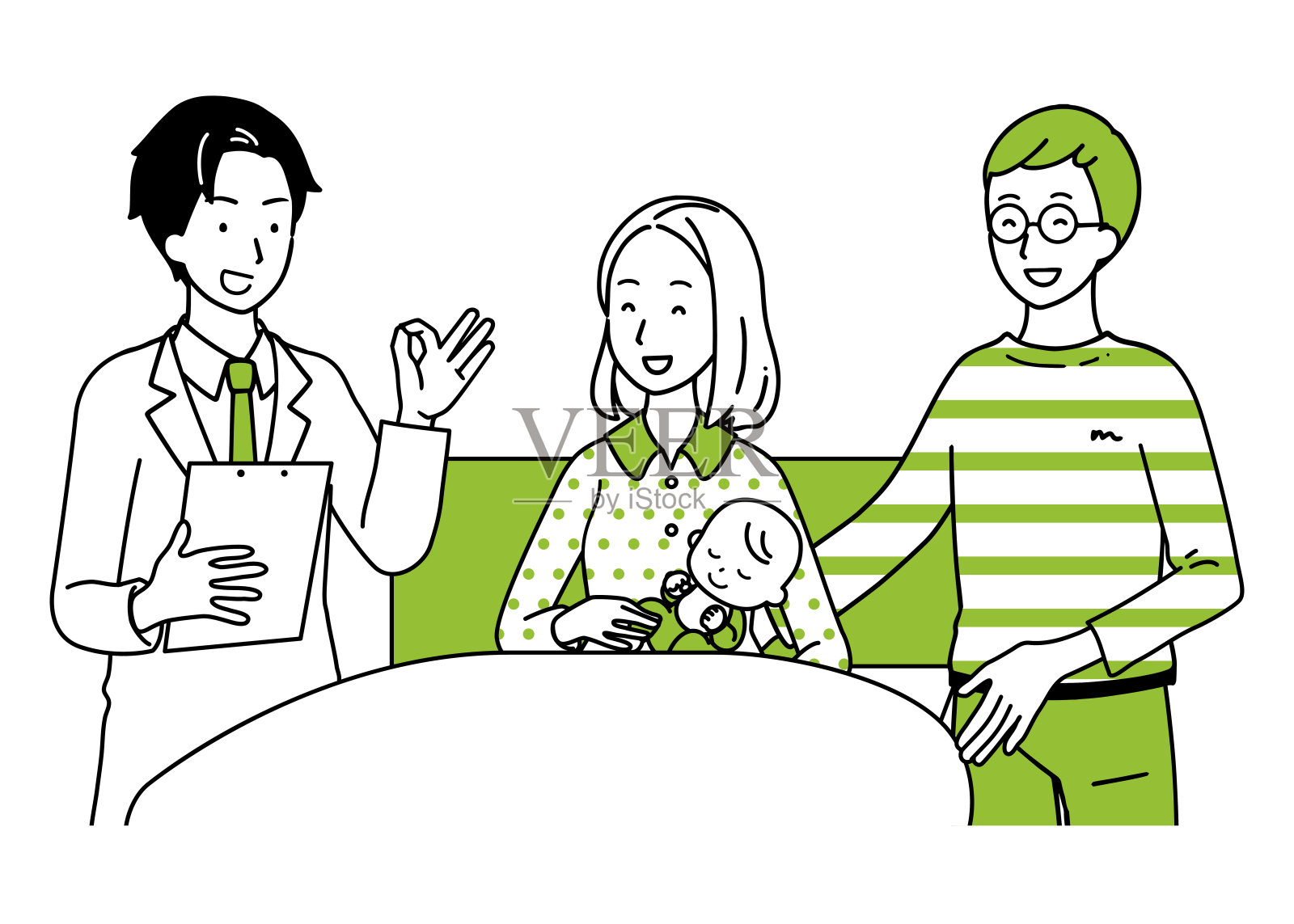 家庭和医生插图。插画图片素材