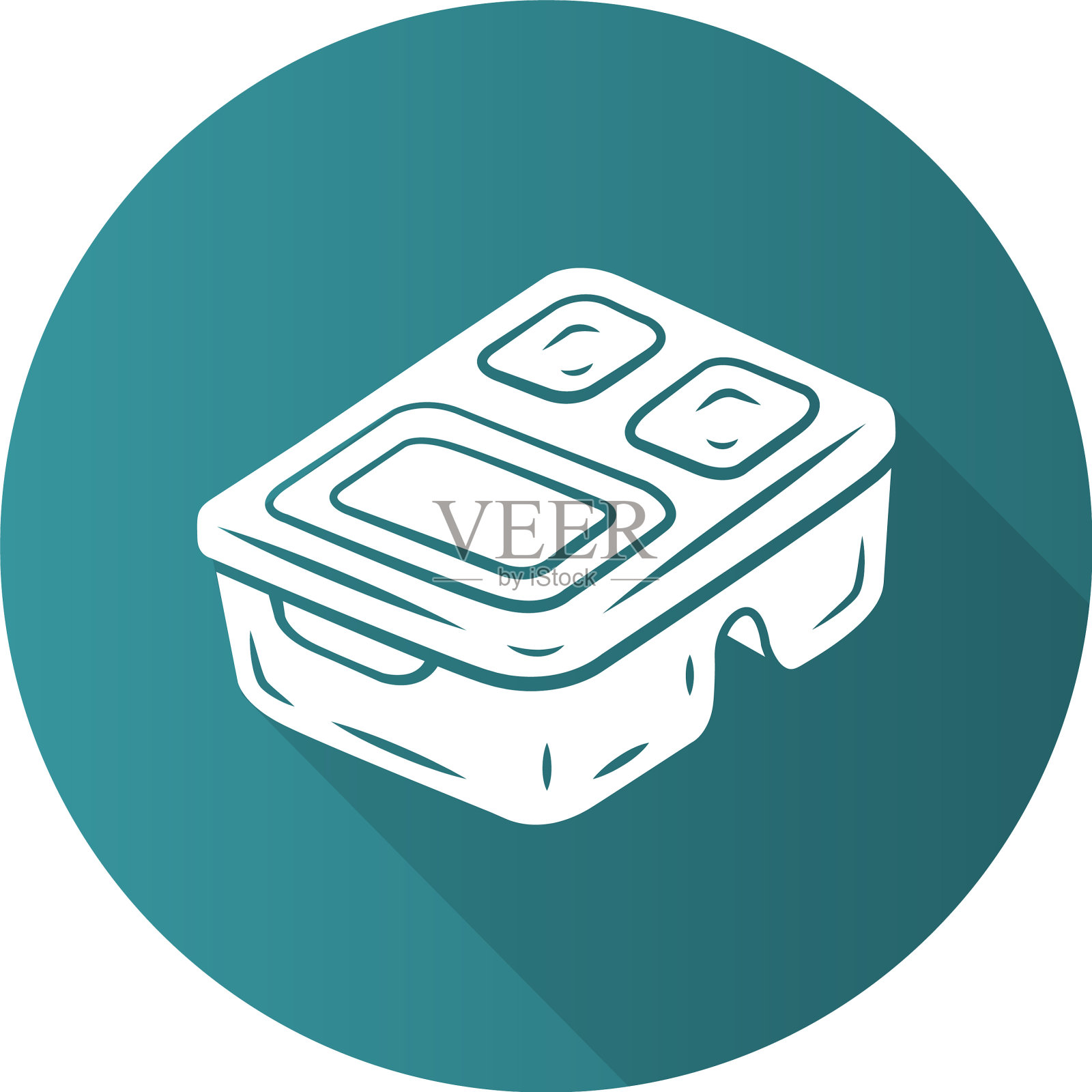 可重复使用的午餐盒平面设计长阴影字形设计元素图片