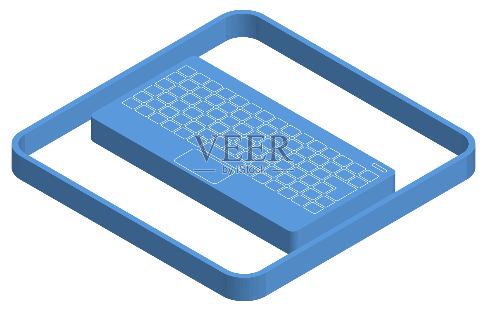 键盘的蓝色等距图插画图片素材