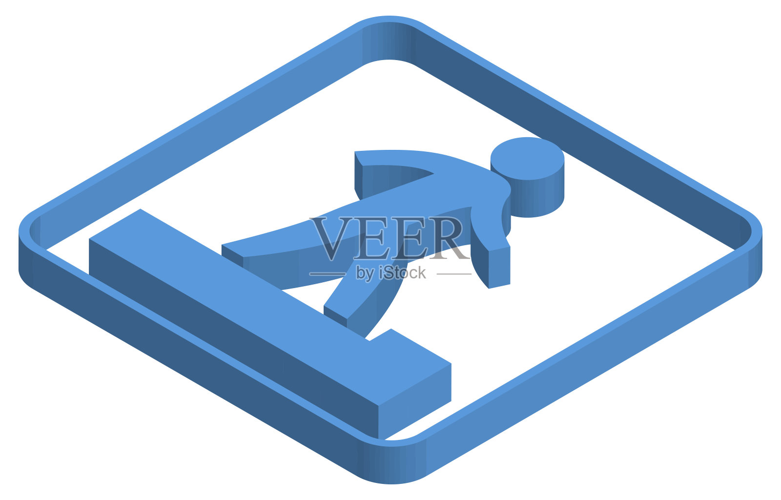 蓝色等距图表示对上升台阶的注意插画图片素材