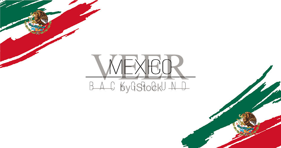 墨西哥国旗笔刷风格的背景与条纹插画图片素材