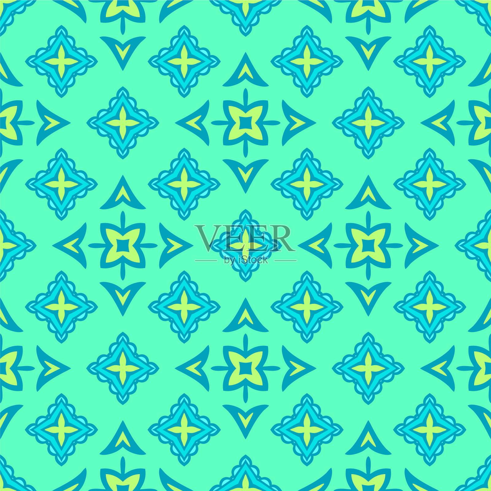 抽象可爱的几何形状无缝图案插画图片素材