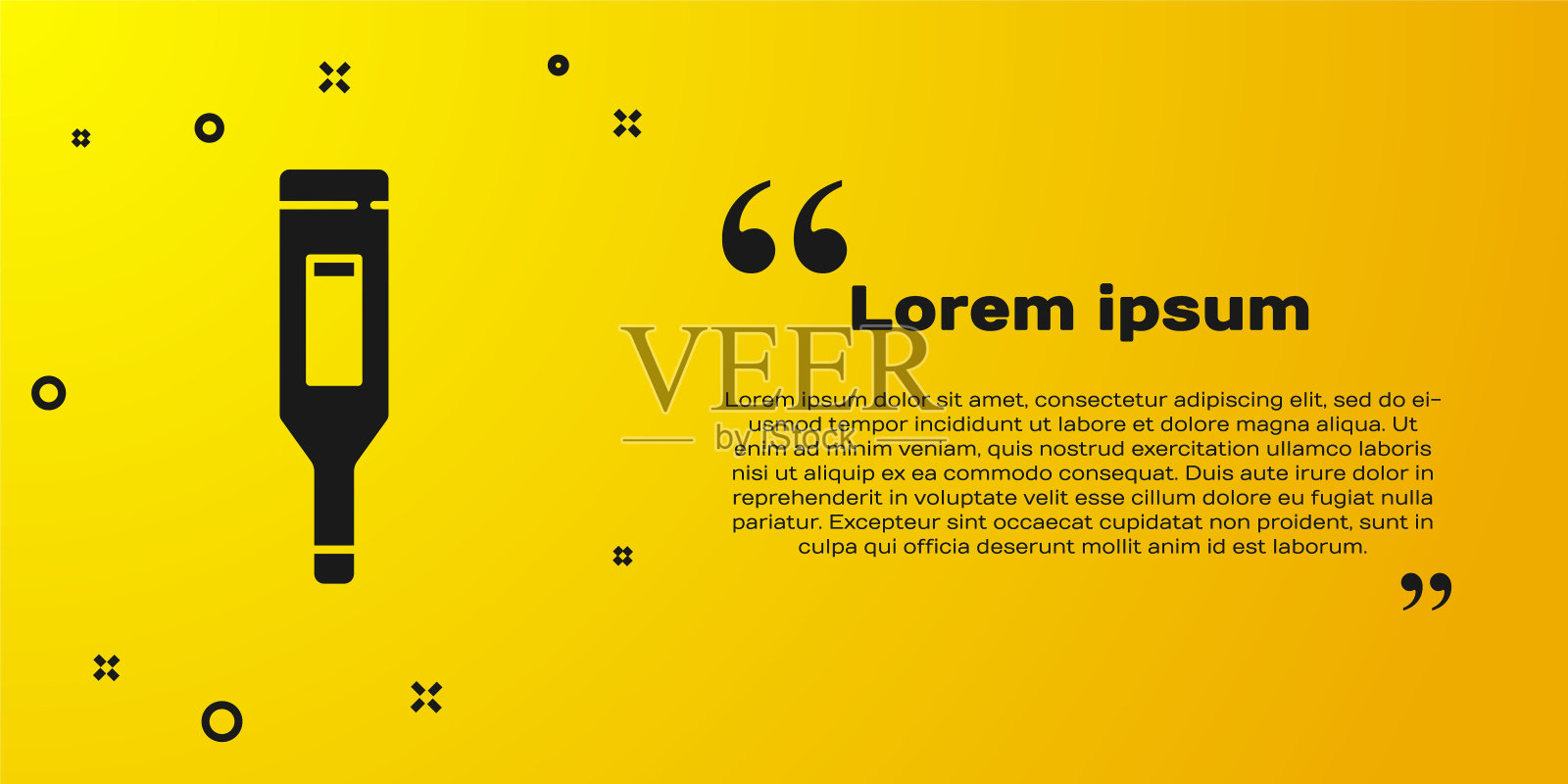 医用数字体温计图标隔离在黄色背景上。矢量图插画图片素材