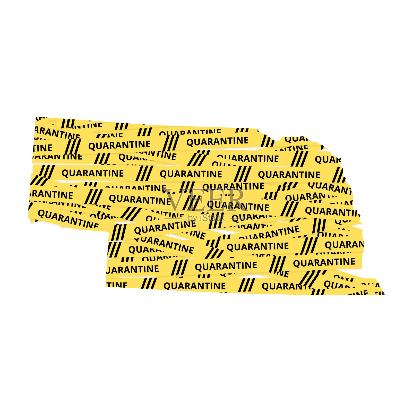 内布拉斯加州检疫黄带国家，美国地图插图，矢量孤立在白色背景插画图片素材