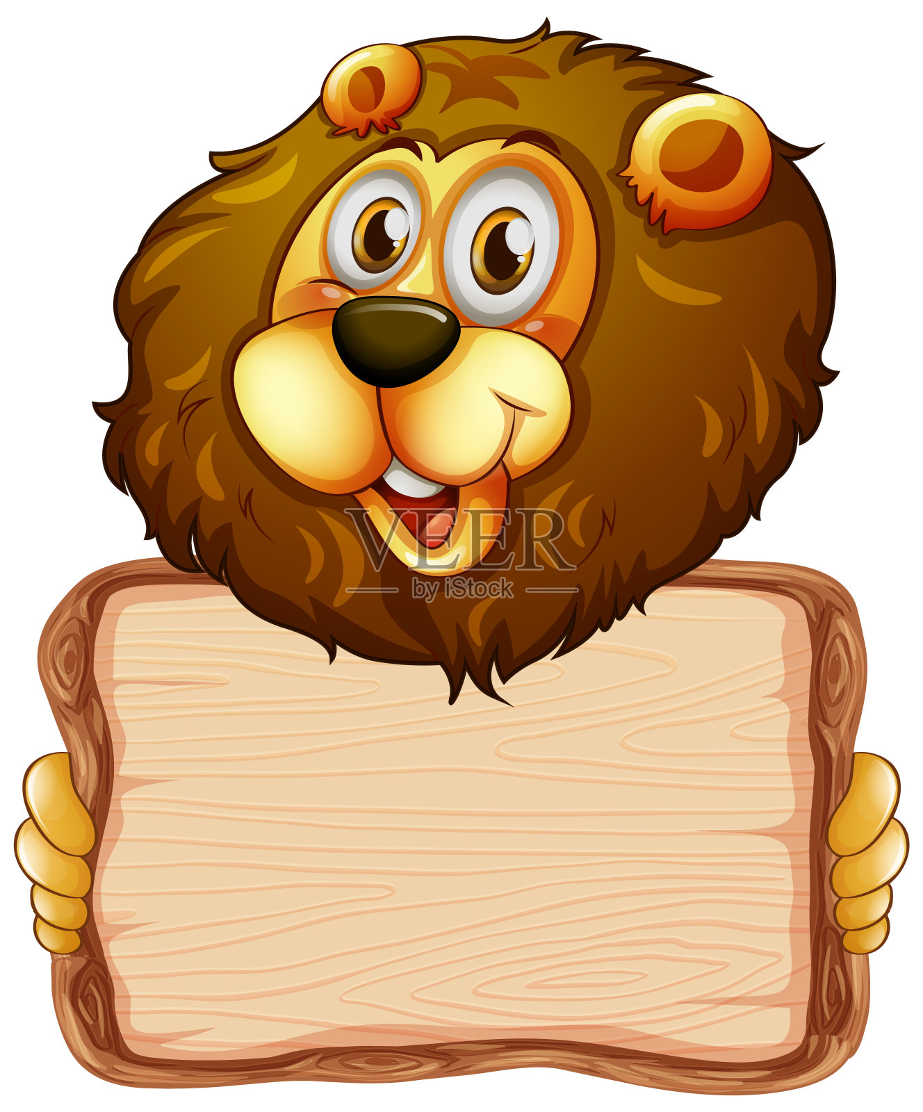 板模板与可爱的狮子在白色的背景插画图片素材