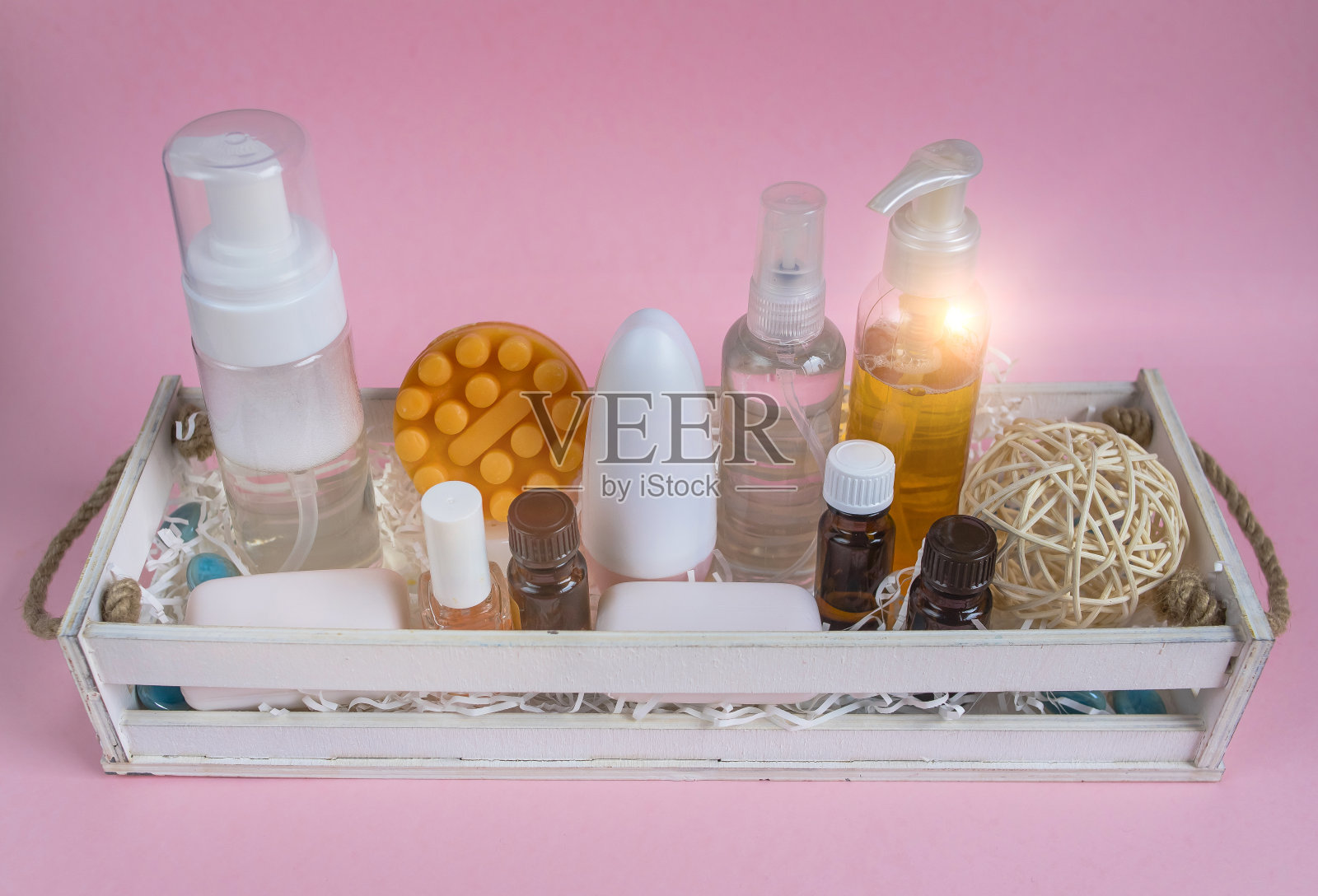 护肤化妆品套装。照片摄影图片