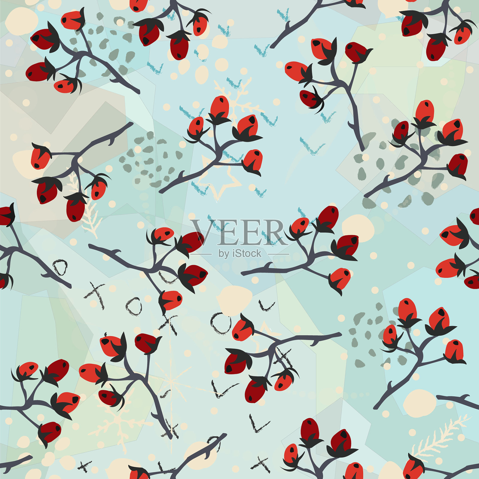 花卉无缝图案手绘创意插画图片素材