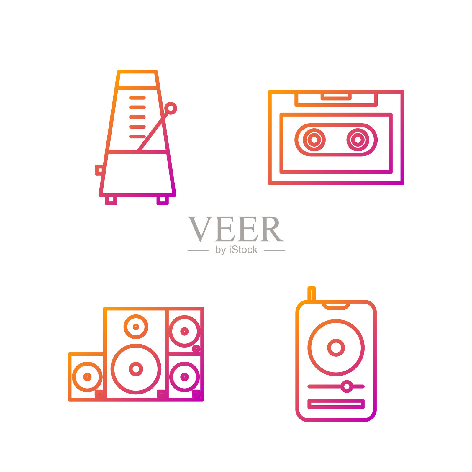 设置线音乐播放器立体声扬声器节拍器图标素材
