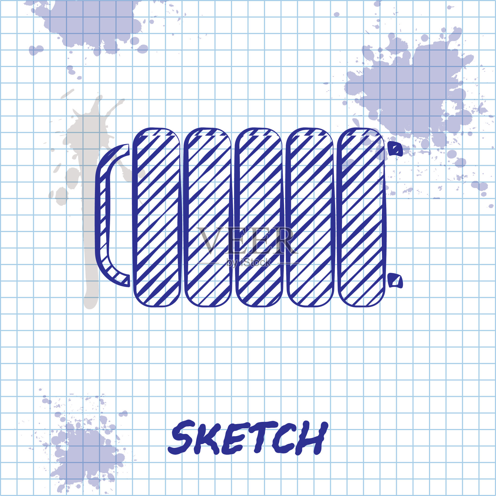 素描线加热散热器图标隔离插画图片素材