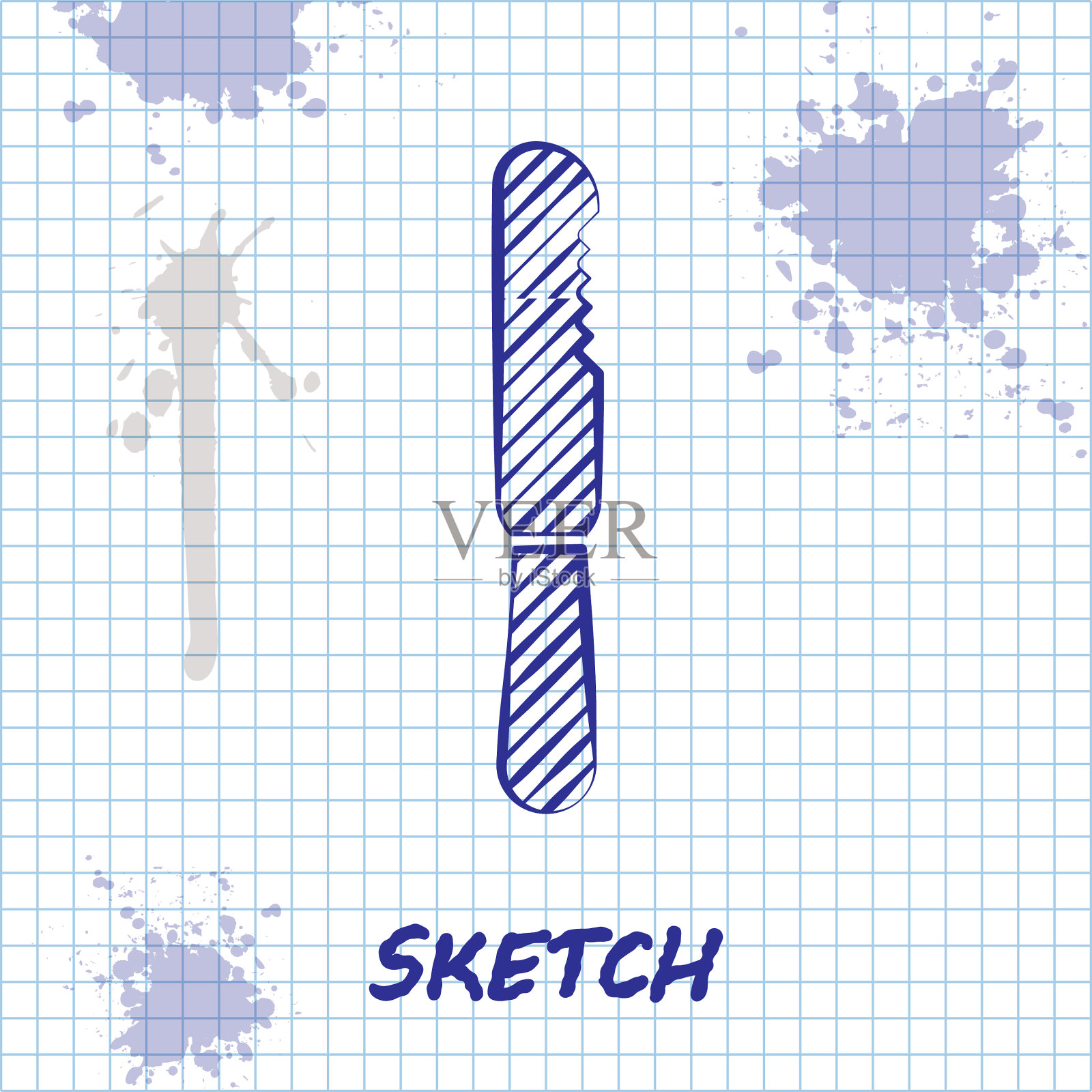 速写线一次性塑料刀图标隔离插画图片素材