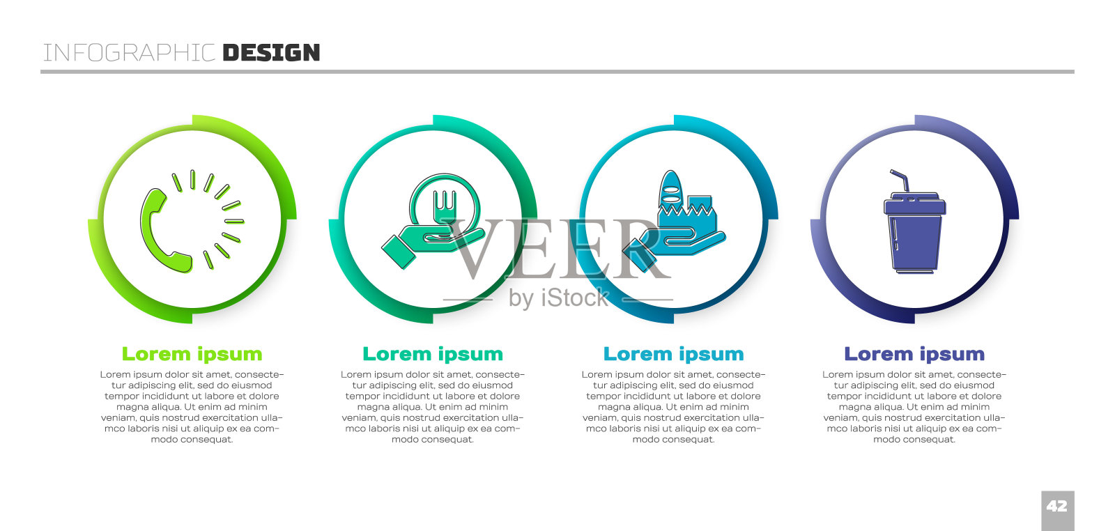 设置餐饮订餐、在线订餐送餐、在线订餐送餐、咖啡杯送餐。业务信息模板。向量设计模板素材