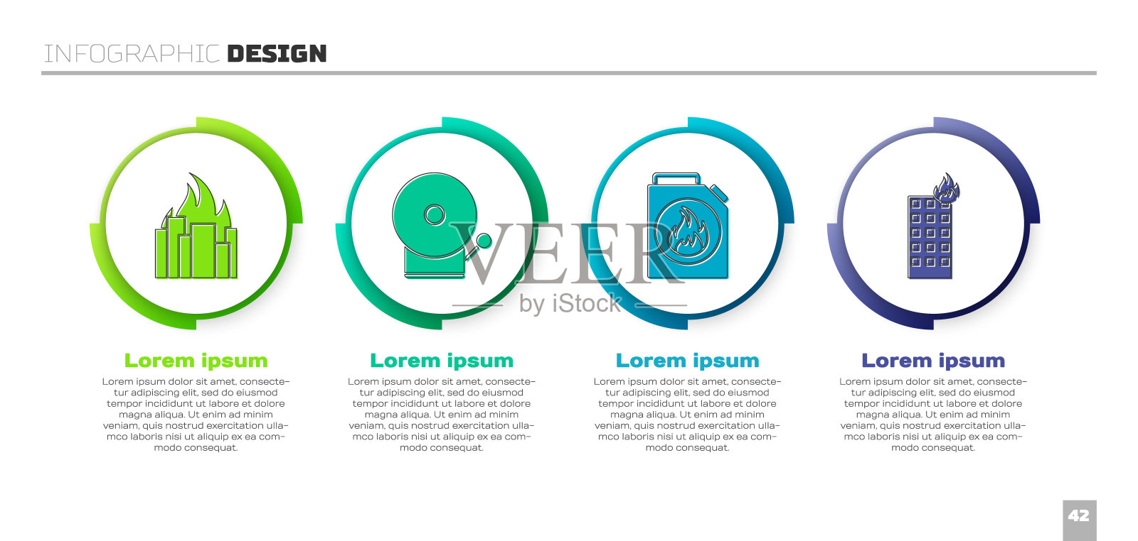 燃烧建筑物中的火灾、响亮的警铃、易燃液体罐与燃烧建筑物中的火灾组合，商务信息图表模板矢量素材设计模板素材