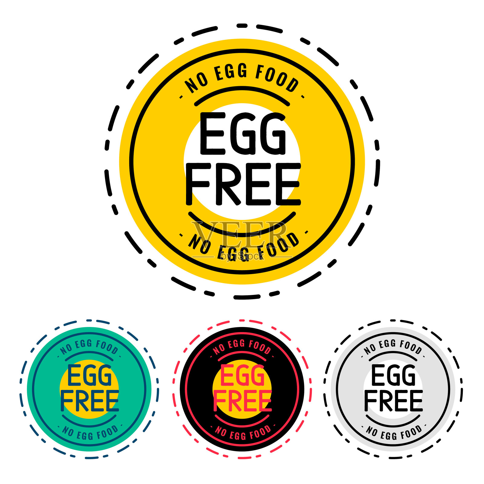 无蛋食品标签设置不同颜色插画图片素材