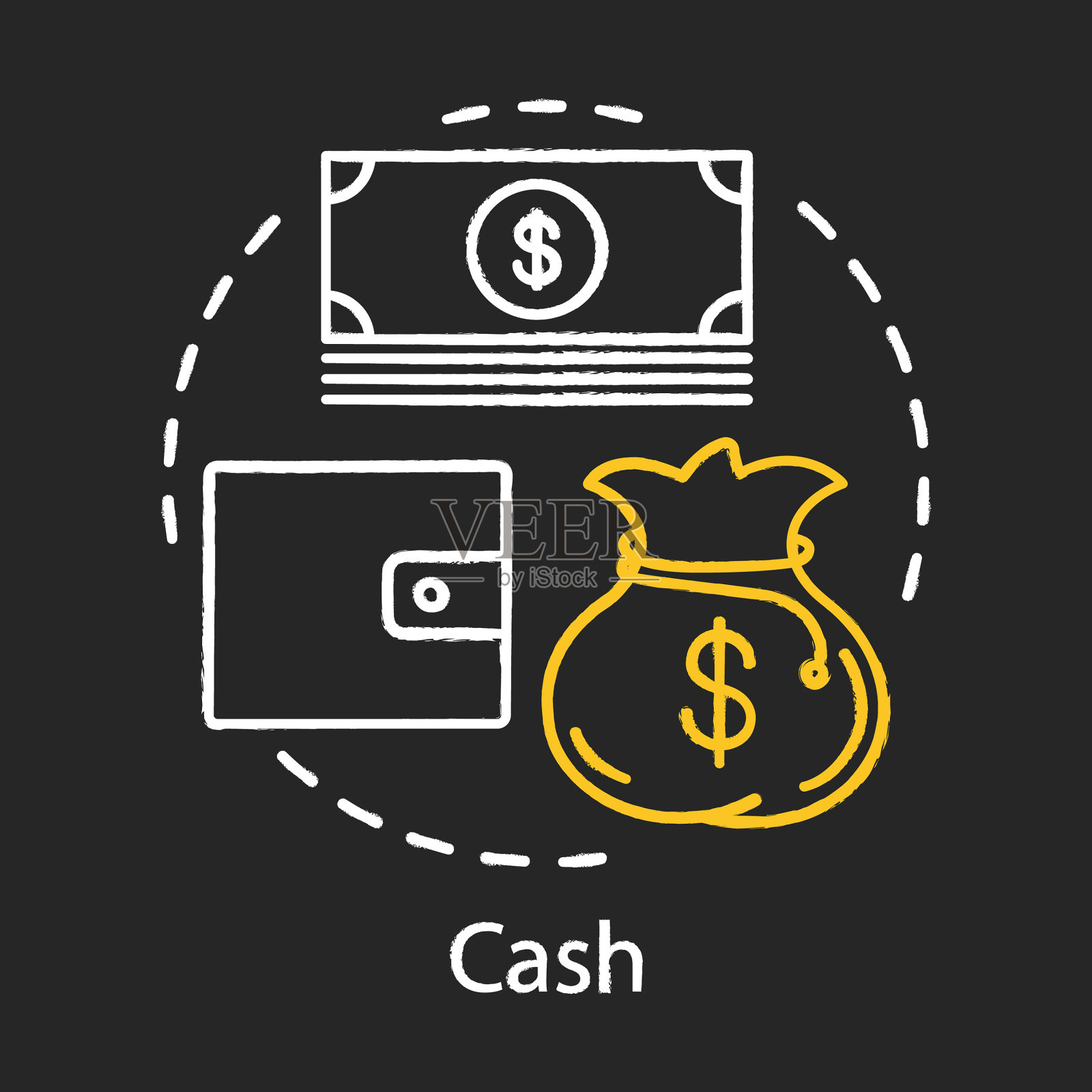 推荐现金概念粉笔图标储蓄收益插画图片素材