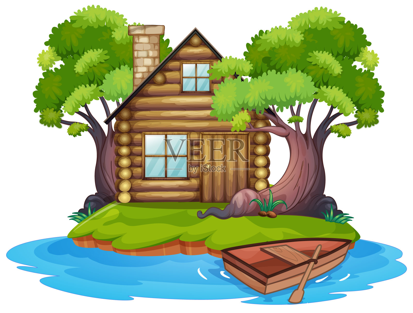 岛上的小屋设计元素图片