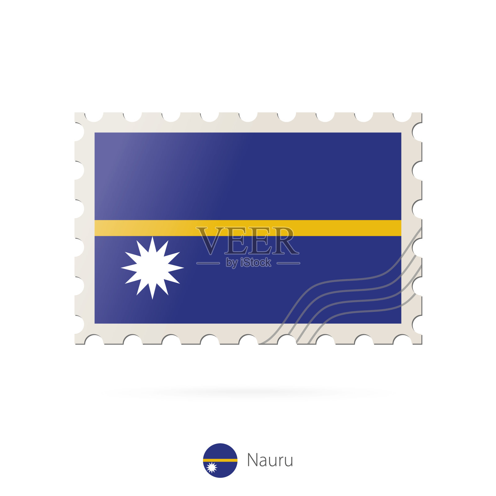 印有瑙鲁国旗图案的邮票。插画图片素材