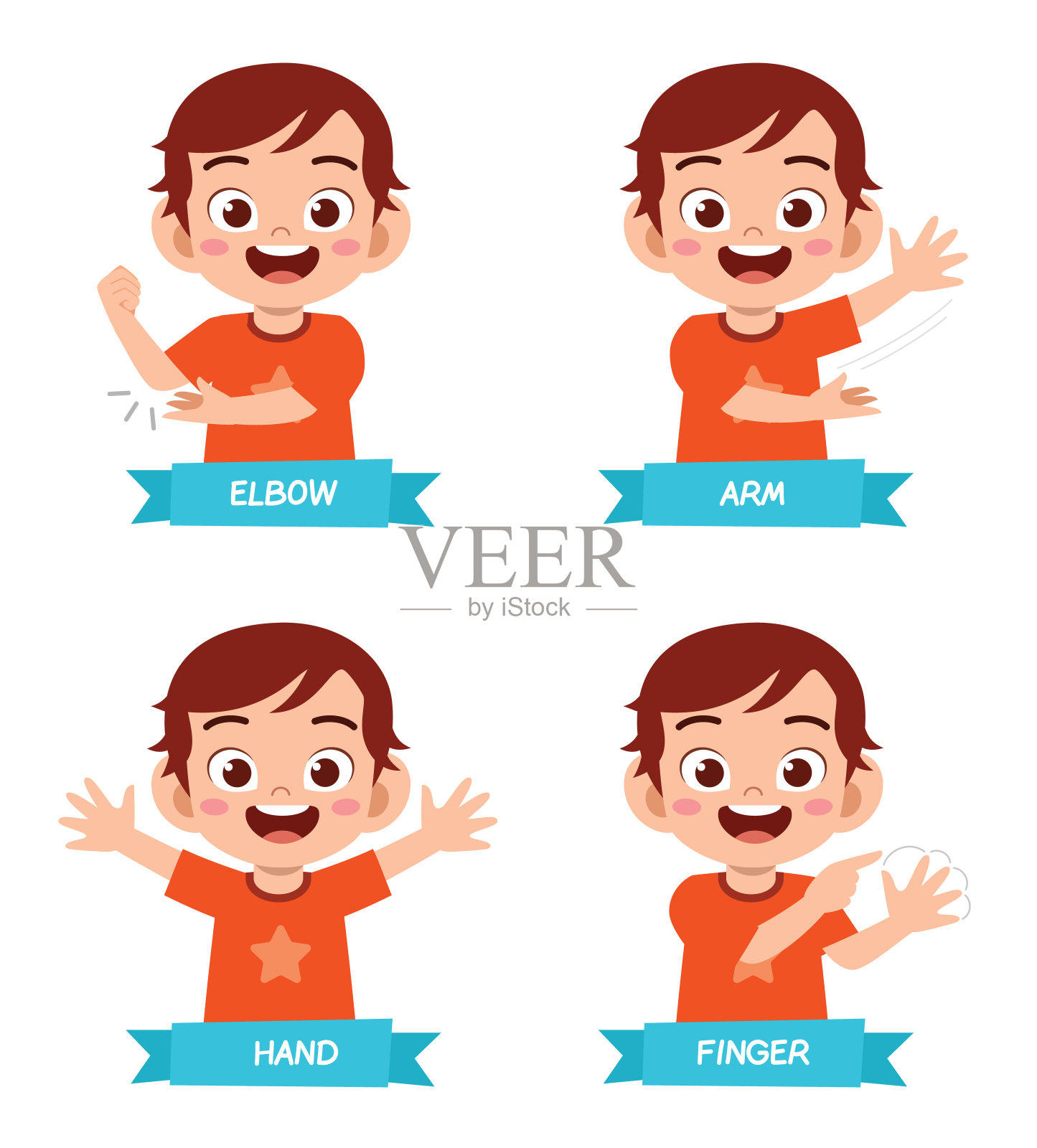 快乐可爱的男孩身体部分解剖男孩设计元素图片