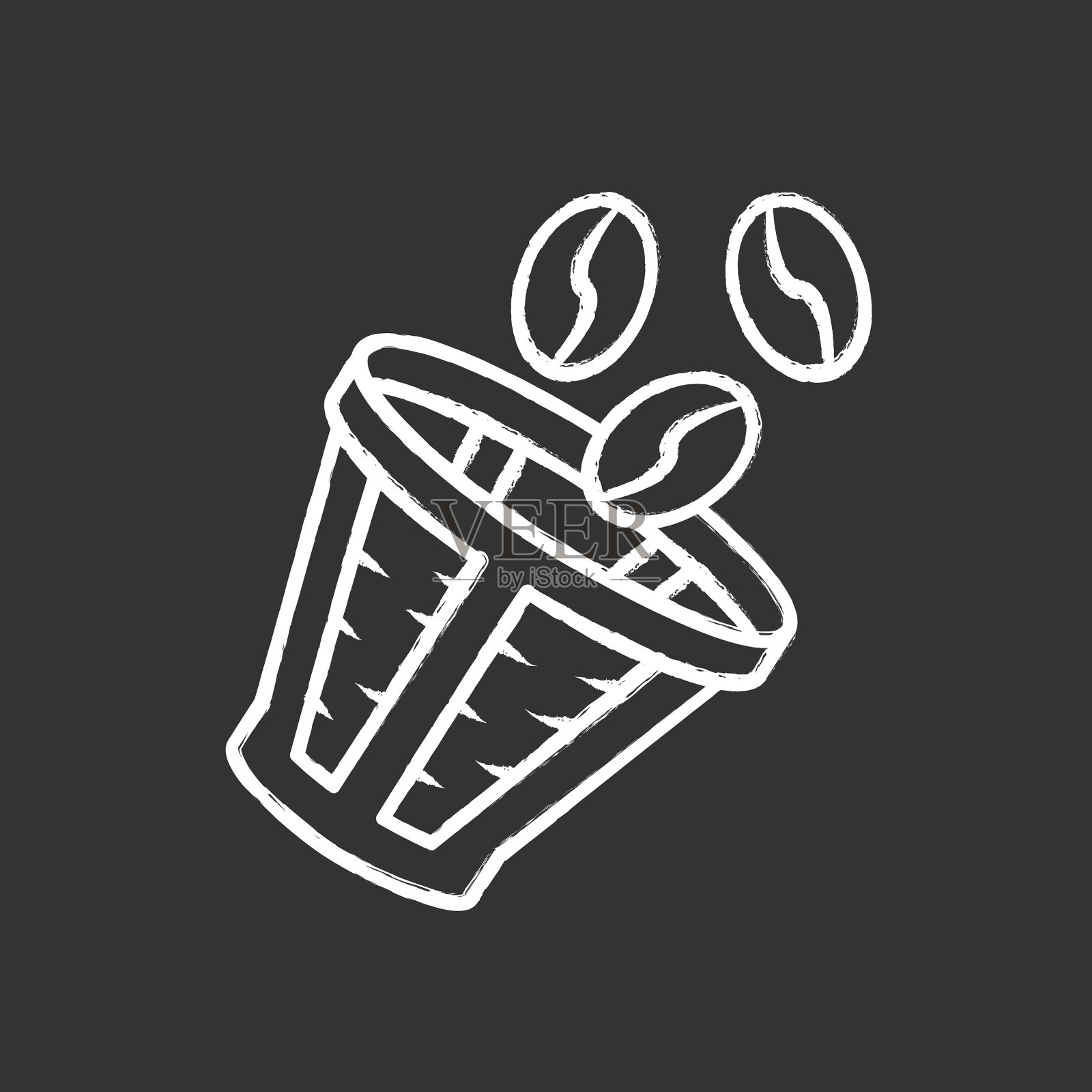 可重复使用的咖啡过滤器粉笔图标插画图片素材