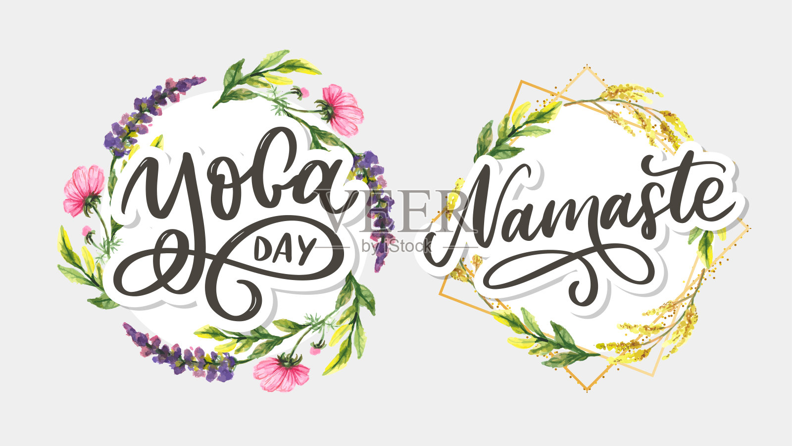 合十礼字母印度问候语，你好在印地语T恤手写字母书法设计。鼓舞人心的矢量字体。插画图片素材